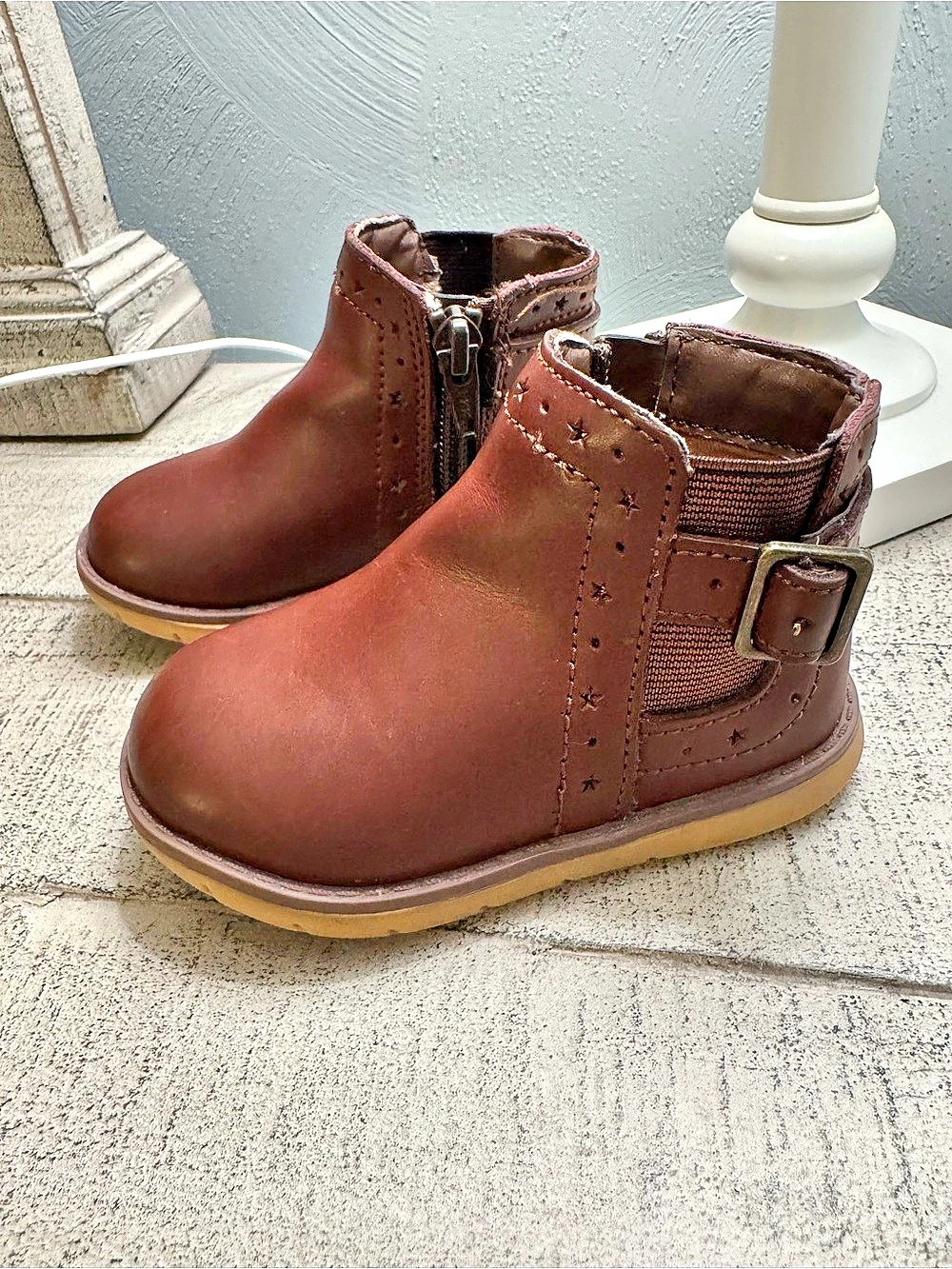 Stride Rite SRT Agnes Boot Leather Ankle Boots Brown US 5 Toddler Girl